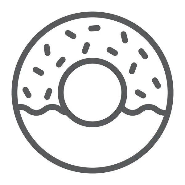 Icône de ligne de donut, nourriture et sucré, signe de gâteau, graphiques vectoriels, un motif linéaire sur un fond blanc . — Image vectorielle