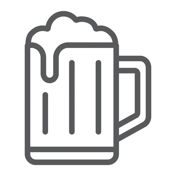 Bier lijn pictogram, drinken en alcohol, Pils teken, vector graphics, een lineair patroon op een witte achtergrond. — Stockvector