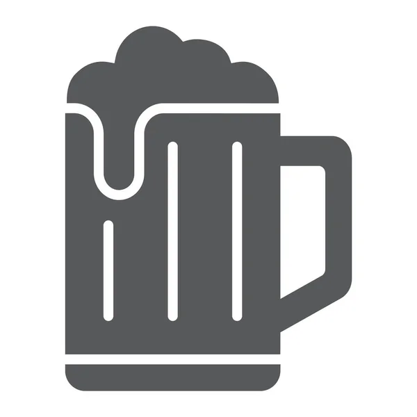 Bier glyph pictogram, drinken en alcohol, Pils teken, vector graphics, een effen patroon op een witte achtergrond. — Stockvector