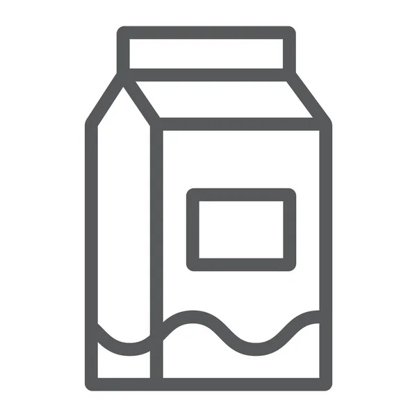 Icône de ligne de lait, boisson et nourriture, panneau d'emballage de lait, graphiques vectoriels, un motif linéaire sur un fond blanc . — Image vectorielle