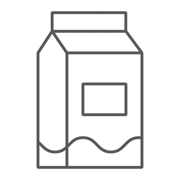 Icône de ligne mince de lait, boisson et nourriture, panneau de paquet de lait, graphiques vectoriels, un motif linéaire sur un fond blanc . — Image vectorielle