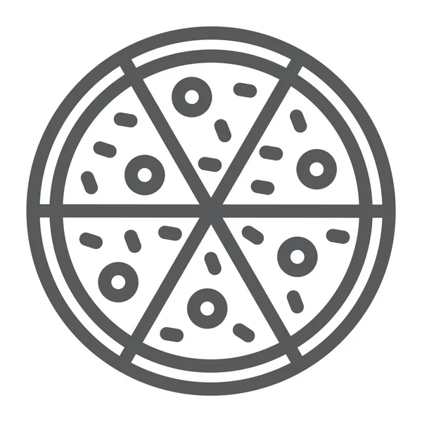 피자 라인 아이콘, 이탈리아 음식, 패스트 푸드 서명, 벡터 그래픽, 흰색 배경에 선형 패턴. — 스톡 벡터