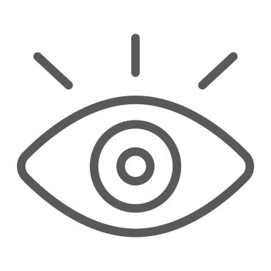 İzleme satırı simgesi, güvenlik ve göz, vizyon işareti, vektör grafik, bir doğrusal model beyaz bir arka plan üzerinde.