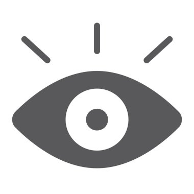 İzleme glif simgesi, güvenlik ve göz, vizyon işareti, vektör grafikleri, beyaz zemin üzerinde sağlam bir desen.