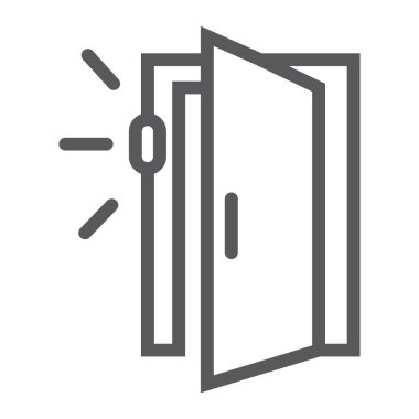 Kapı sensör satırı simgesi, erişim ve güvenlik, otomatik kapı işareti, vektör grafikleri, Doğrusal model beyaz bir arka plan üzerinde