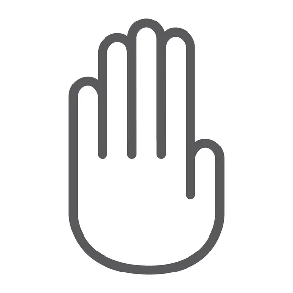 Handzeilensymbol, Warnung und Handfläche, Stoppschild, Vektorgrafik, ein lineares Muster auf weißem Hintergrund. — Stockvektor