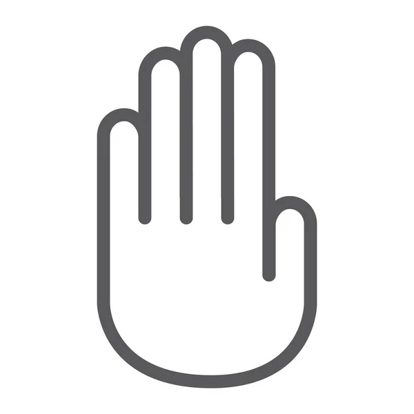 Stop lijn handpictogram, waarschuwings- en palm, stopbord, vector graphics, een lineair patroon op een witte achtergrond. — Stockvector