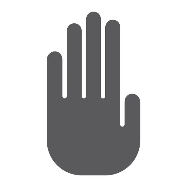 Stop ikona dłoni glifów, ostrzeżenie i palm, znak stop, grafika wektorowa, wzór stałych na białym tle. — Wektor stockowy