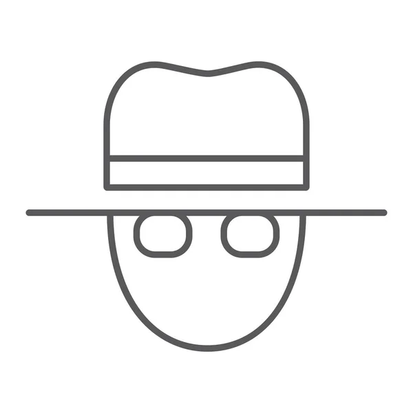 Icono de línea delgada espía, privado y detective, signo de agente, gráficos vectoriales, un patrón lineal sobre un fondo blanco . — Vector de stock