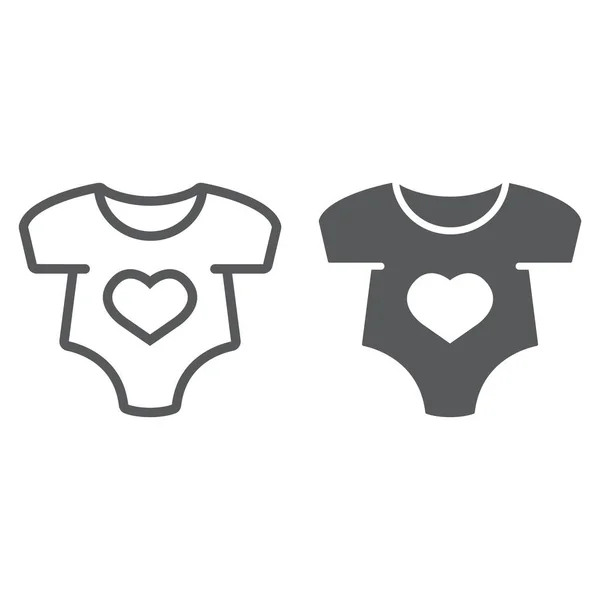Babystrampler und Glyphen-Symbol, Neugeborenes und Kleidung, Babyanzug-Zeichen, Vektorgrafik, ein lineares Muster — Stockvektor