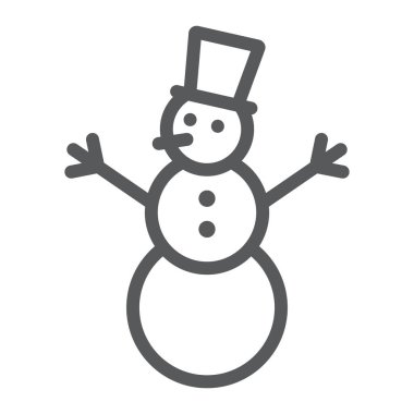 Kardan adam satırı simgesi, Noel ve kış, kar işareti, vektör grafik, bir doğrusal model beyaz bir arka plan üzerinde.