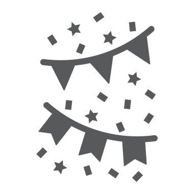 Tatil bayrakları garland glif simgesi, parti ve dekorasyon, garland işareti, vektör grafikleri, beyaz zemin üzerinde sağlam bir desen kağıt.