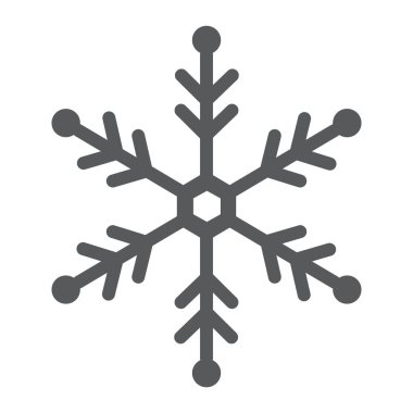 Kar tanesi glif simgesi, kar ve kış, frost işareti, vektör grafikleri, beyaz zemin üzerinde sağlam bir desen.