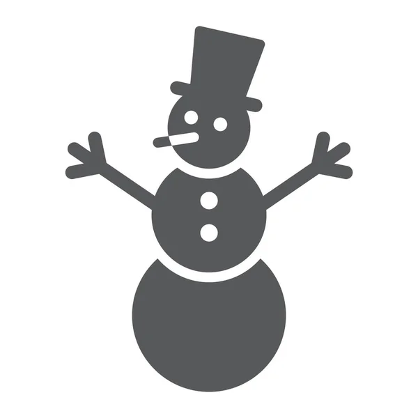 Sneeuwpop glyph pictogram, kerst en winter, sneeuw teken, vector graphics, een effen patroon op een witte achtergrond. — Stockvector