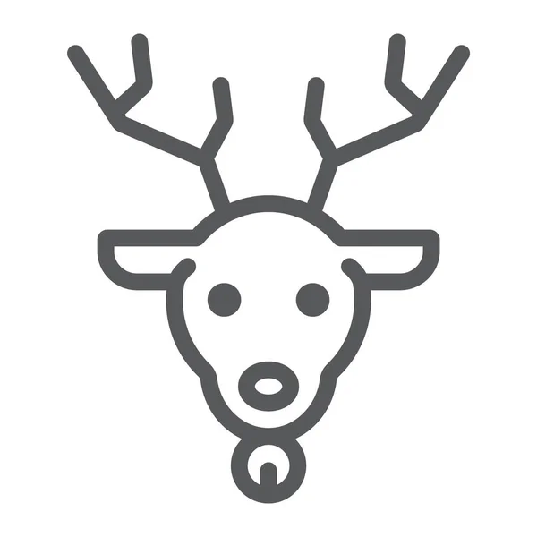 Icono de la línea de ciervos de Navidad, Navidad y renos, signo de rudolph, gráficos vectoriales, un patrón lineal sobre un fondo blanco . — Vector de stock