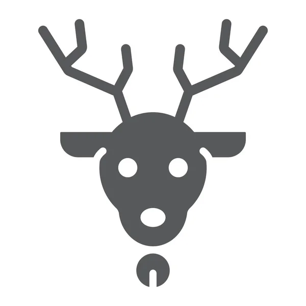 Christmas deer glyph icon, weihnachten und rentiere, rudolph zeichen, vektorgrafik, ein durchgehendes muster auf weißem hintergrund. — Stockvektor