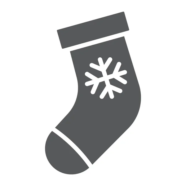 Χριστουγεννιάτικη κάλτσα γλύφου εικονίδιο, χριστουγεννιάτικα και το χειμώνα, Κάλτσα πινακίδα, διανυσματικά γραφικά, ένα αμιγές μοτίβο σε λευκό φόντο. — Διανυσματικό Αρχείο