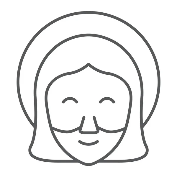 Ícone de linha fina de Jesus, retrato e cristo, sinal de deus, gráficos vetoriais, um padrão linear em um fundo branco . —  Vetores de Stock