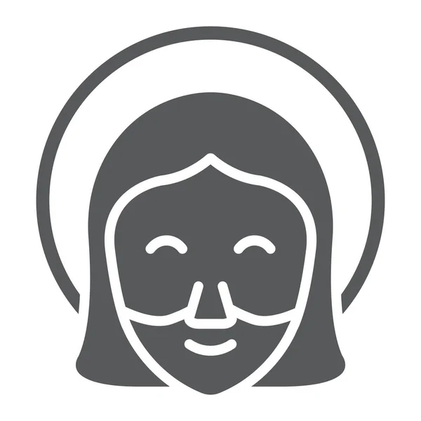 Ícone de Jesus glifo, retrato e cristo, sinal de deus, gráficos vetoriais, um padrão sólido em um fundo branco . —  Vetores de Stock