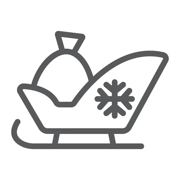 Icona linea slitta Santa, slitta e inverno, cartello slitta, grafica vettoriale, un motivo lineare su sfondo bianco . — Vettoriale Stock