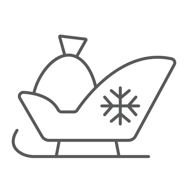Babbo slitta sottile icona linea, slitta e inverno, segno slitta, grafica vettoriale, un modello lineare su sfondo bianco . — Vettoriale Stock