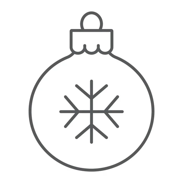 Albero di Natale palla linea sottile icona, natale e decorazione, segno di bagattella, grafica vettoriale, un modello lineare su uno sfondo bianco . — Vettoriale Stock