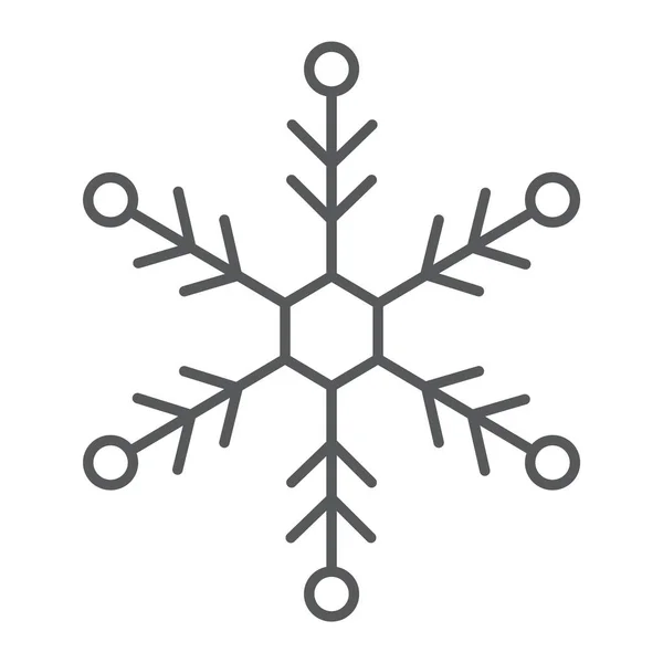 Hópehely vékony vonal ikon, hó és a tél, fagy jel, vektorgrafikus, lineáris szerkezet egy fehér háttér. — Stock Vector
