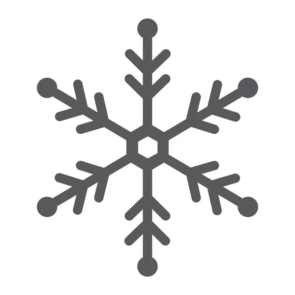 スノーフレーク グリフ アイコン、雪、冬、霜記号のベクター グラフィックス、白い背景の上の固体パターン. — ストックベクタ