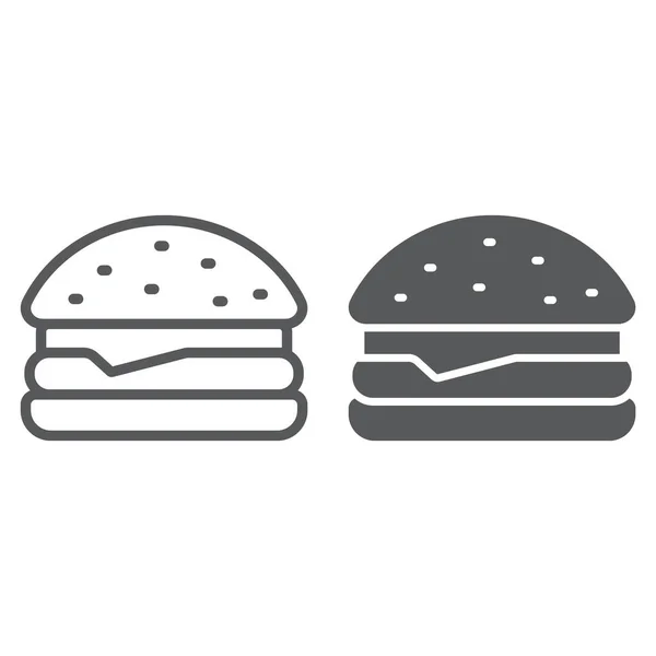 Hamburger line and glyph icon, food and bakery, fast food sign, vector graphics, a linear pattern on a white background.