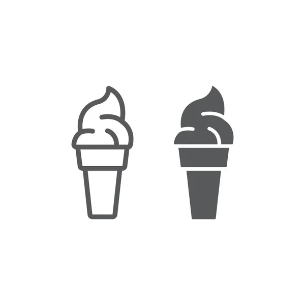 Ijs van crème lijn en glyph pictogram, voedsel en dessert, zoete teken, vector graphics, een lineair patroon op een witte achtergrond. — Stockvector