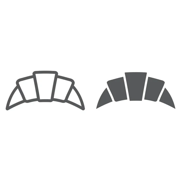 Croissant línea y glifo icono, pastelería y comida, signo de pan, gráficos vectoriales, un patrón lineal sobre un fondo blanco . — Archivo Imágenes Vectoriales