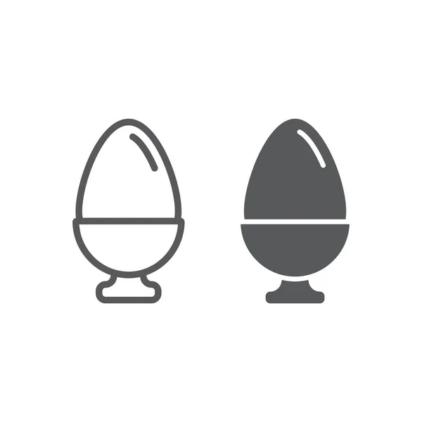 Linha de ovo fervida e ícone de glifo, comida e café da manhã, sinal de ovo de galinha, gráficos vetoriais, um padrão linear em um fundo branco . —  Vetores de Stock