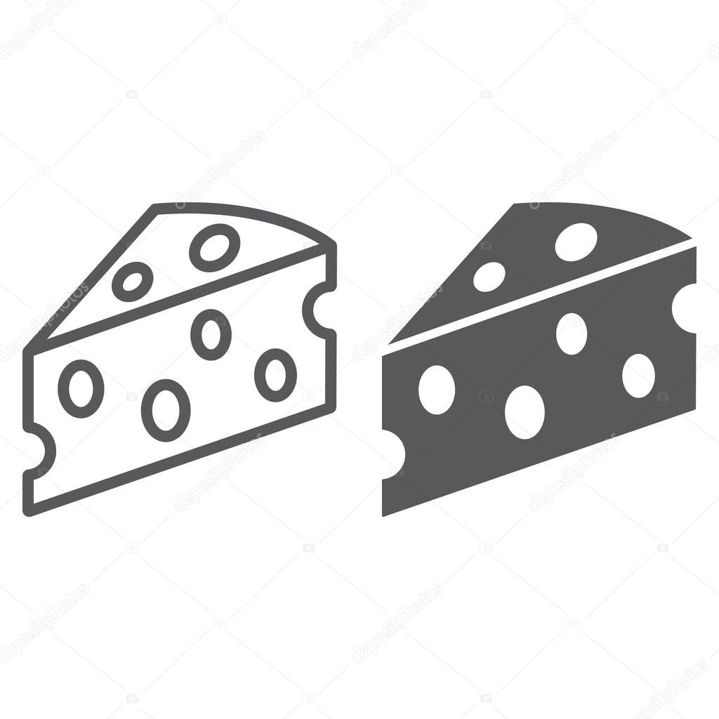 Cheese line and glyph icon, milk and meal, food sign, vector graphics, a linear pattern on a white background, eps 10.