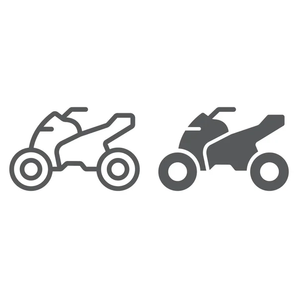 Quadbike lijn- en glyph icoon-, fiets- en extreme, Atv motorfiets teken, vector graphics, een lineair patroon op een witte achtergrond. — Stockvector