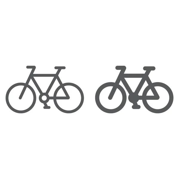 Linha de bicicleta e ícone de glifo, ciclo e esporte, sinal de bicicleta, gráficos vetoriais, um padrão linear em um fundo branco . —  Vetores de Stock