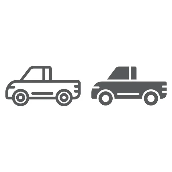 Pick-up lijn en glyph pictogram, van en auto, auto teken, vector graphics, een lineair patroon op een witte achtergrond. — Stockvector