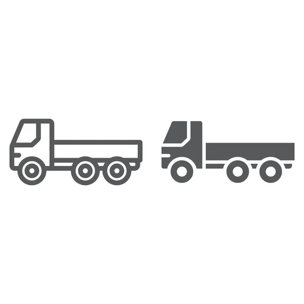 Flatbed Truck Thin Glyph Line Icon Automobile Cargo Car Sign — Stock Vector