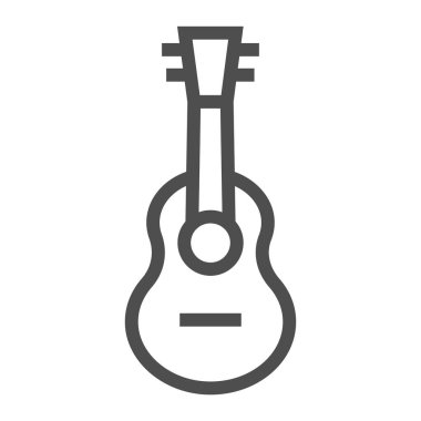 Ukulele satırı simgesi, müzik ve dize, gitar işareti, vektör grafik, bir doğrusal model beyaz bir arka plan üzerinde.