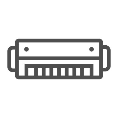 Mızıka satırı simgesi, müzik ve blues, araç işareti, vektör grafik, bir doğrusal model beyaz bir arka plan üzerinde.