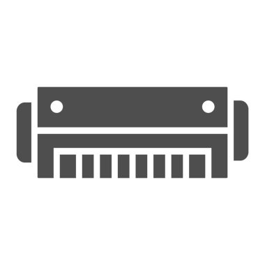 Mızıka glif simgesi, müzik ve blues, araç işareti, vektör grafikleri, beyaz zemin üzerinde sağlam bir desen.