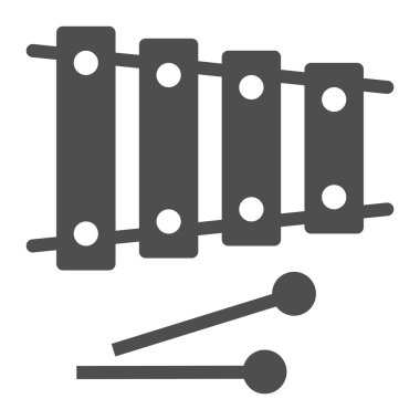 Ksilofon glif simgesi, müzikal ve perküsyon, araç işareti, vektör grafikleri, beyaz zemin üzerinde sağlam bir desen.