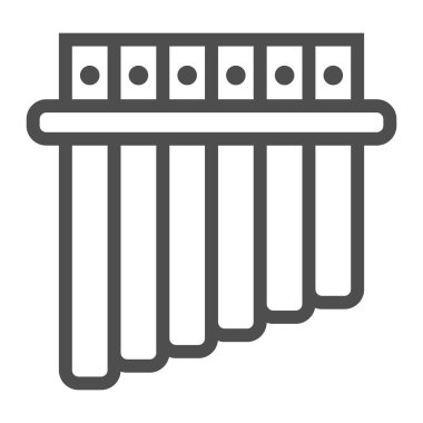 Panpipe satırı simgesi, müzikal ve vektör grafikleri, Doğrusal model beyaz bir arka planda enstrüman flüt işareti,.