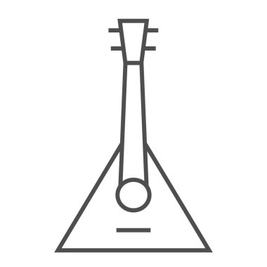 Balalayka ince çizgi simgesi, müzik ve vektör grafikleri, Doğrusal model beyaz bir arka plan üzerinde ulusal, araç işareti,.
