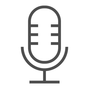 Mikrofon satırı simgesi, müzik ve ses, işaret, vektör grafikleri, Doğrusal model beyaz bir arka plan üzerinde kayıt.