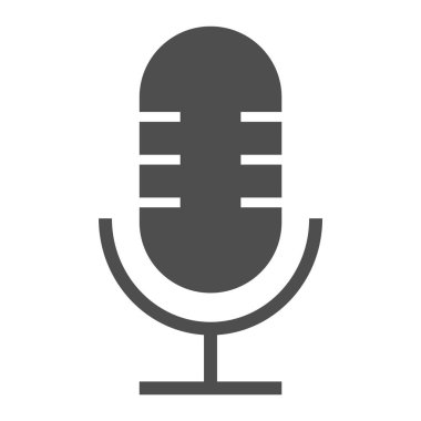 Mikrofon glif simgesi, müzik ve ses, işaret, vektör grafikleri, beyaz zemin üzerinde sağlam bir desen kaydetmek.