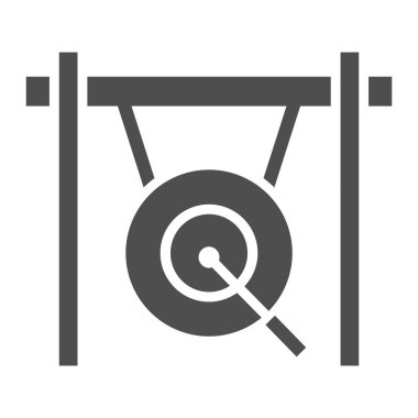 Gong glif simgesi, müzikal ve Çin, araç işareti, vektör grafikleri, beyaz zemin üzerinde sağlam bir desen.