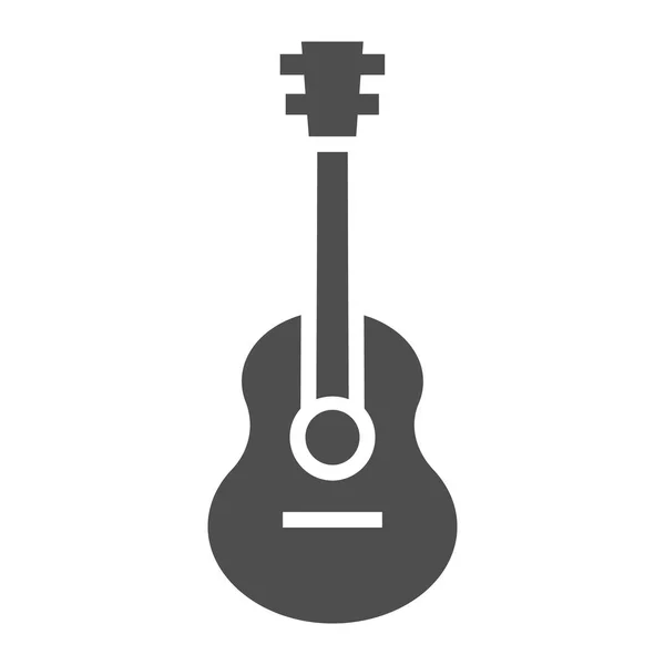 Icône de glyphe de guitare acoustique, musique et cordes, signe d'instrument, graphiques vectoriels, un motif solide sur fond blanc . — Image vectorielle