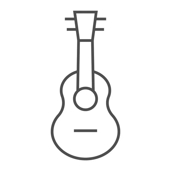 Ukulele icono de línea delgada, música y cuerda, signo de guitarra, gráficos vectoriales, un patrón lineal sobre un fondo blanco . — Vector de stock