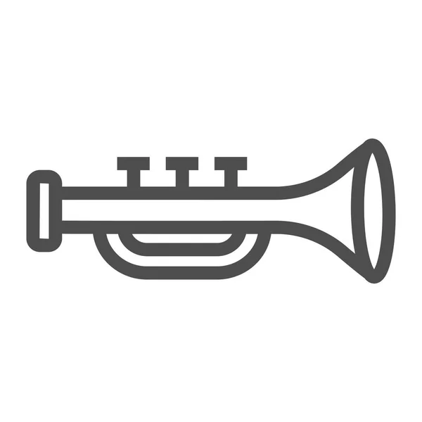 Trompetenzeilensymbol, Musikinstrument, Bugle-Zeichen, Vektorgrafik, ein lineares Muster auf weißem Hintergrund. — Stockvektor