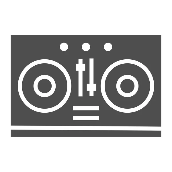 DJ-Mixer Glyphen-Symbol, Musik und Sound, Plattenspieler-Zeichen, Vektorgrafik, ein durchgehendes Muster auf weißem Hintergrund. — Stockvektor